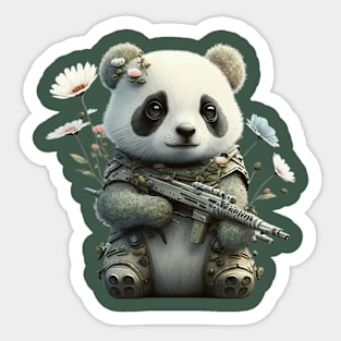 The brave sweet panda soldier in military style Sticker